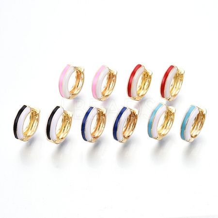 Brass Huggie Hoop Earrings EJEW-S209-07-1