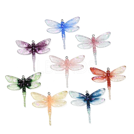 Gradient Color Transparent Resin Big Pendants RE-CBAF5B0-02-1
