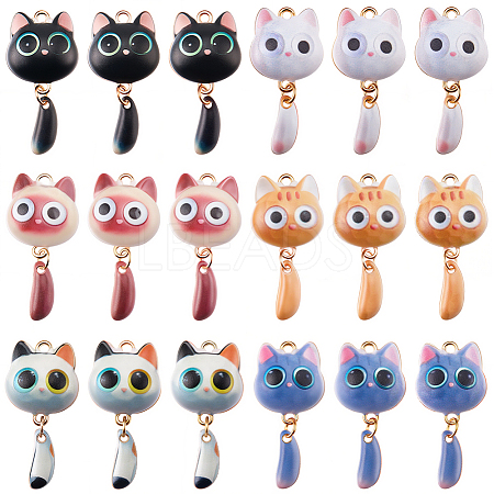 24Pcs 6 Colors Printed Alloy Pendants FIND-BM0001-80-1