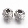 Nickel Color Brass Textured Round Beads X-EC247-NF-2