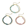 3Pcs Natural Rhodonite & Chrysocolla & Lapis Lazuli &  Dyed Hemimorphite Round Beadeds Double-layered Bracelets for Women BJEW-JB12095-2