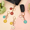 AHADERMAKER 4Pcs 4 Colors Alloy Enamel Pendants Keychain KEYC-GA0001-24-4