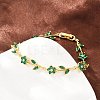 Brass Pave Cubic Zirconia Flower Link Chain Bracelets for Women KK-CBA68DA-14G-10-3