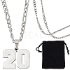 1Pc 304 Stainless Steel Figaro Chain Number Pendant Necklaces NJEW-BBC0001-28A-P-1