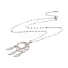 Non-Tarnish Woven Net/Web with Feather 304 Stainless Steel Pendant Necklaces for Women NJEW-G087-09P-3