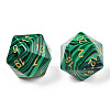 Metal Enlaced Synthetic Malachite Polyhedral Dice Set G-T122-75C-2
