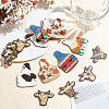40Pcs 8 Style Single Face Printed Basswood Big Pendants WOOD-AR0001-35-3