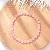 Natural Rose Quartz Bead Stretch Bracelets X-BJEW-K212-A-045-4