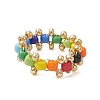 Glass Seed & Brass Beads Finger Rings RJEW-JR00687-4