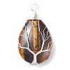 Natural Tiger Eye Pendants PALLOY-JF01307-05-1