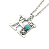 Letter A~Z Antique Silver Plated Alloy with Synthetic Turquoise Pendant Necklaces NJEW-G080-01H-2