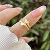 Brass Micro Pave Cubic Zirconia Cuff Open Rings for Women WGEFA74-02-1