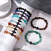 12Pcs Natural & Synthetic Gemstone Chips Stretch Bracelets For Women Men BJEW-JB11341-3