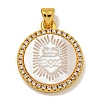 Rack Plating Brass Micro Pave Clear Cubic Zirconia Flat Round Pendants LS-KK-U025-10G-09-1