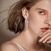 3 Pairs 3 Colors Rhinestone Leaf Cluster Earrings EJEW-FI0002-70-7