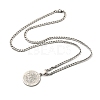 Non-Tarnish Flat Round with Saint Miller Archangel Pendant Necklaces NJEW-S422-03P-2