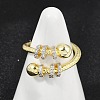 Brass Micro Pave Cubic Zirconia Open Cuff Ring for Women RJEW-F177-03GP-11-3