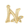 Brass Crystal Rhinestone Letter Links Connector Charms KK-S395-06G-N-1