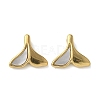 Fishtail Shape 304 Stainless Steel Natural Paua Shell/White Shell Charms Ion Plating(IP) STAS-U037-07G-02-1