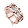 Gear Brass Micro Pave Clear Cubic Zirconia Rotatable Finger Rings FS-WGBD3BF-24-1