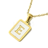 Ion Plating(IP) Rectangle with Initial Letter 304 Stainless Steel Pendant Necklace NJEW-R265-04G-E-1