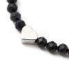 2Pcs Natural Garnet & Synthetic Blue Goldstone Round Beaded Bracelets for Men Women BJEW-JB12336-4