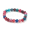 Natural Agate Beaded Stretch Bracelets BJEW-D446-C-05-2