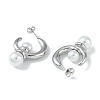 Pearl 304 Stainless Steel Stud Earrings EJEW-U004-07P-2