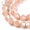 Opaque Solid Color Electroplate Glass Beads Strands EGLA-A039-P6mm-A06-2