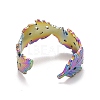 Rainbow Color Ion Plating(IP) 304 Stainless Steel Leaf Wrap Open Cuff Ring for Women RJEW-A005-11-3