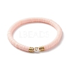 Handmade Polymer Clay Heishi Beads Stretch Bracelets Set with Heart Pattern Beads for Women BJEW-JB07449-12