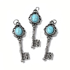 Key Brass Synthetic Turquoise Big Pendants KK-D361-01AS-31-1