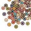 300Pcs 15 Style Flower Shape Rhinestone Buttons RB-YS0001-02-4