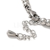 Tarnish Resistant 304 Stainless Steel Heart Charm Bracelet with 201 Stainless Steel Round Beads for Women BJEW-B057-12P-3