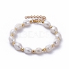 Natural Baroque Pearl Keshi Pearl Beaded Bracelets BJEW-JB05264-1