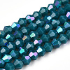 Opaque Solid Color Electroplate Glass Beads Strands EGLA-A039-P2mm-L18-1