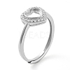 Heart Adjustable 925 Sterling Silver Ring Components STER-G042-06P-1