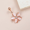 Flower Brass Cubic Zirconia Curved Barbell Belly Rings FS-WG56D26-03-1