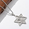 Hanukkah 201 Stainless Steel Star of David Pendant Necklaces NJEW-Z058-02P-2