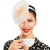 Hat Flower Mesh Organza Feathers on a Hair Band Party Headwear for Girls and Women OHAR-WH0051-009-5