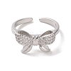 Brass Micro Pave Cubic Zirconia Open Cuff Ring RJEW-K256-58D-P-2