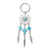 Woven Net/Web with Feather Alloy Gemstone Keychain KEYC-JKC01180-01-1