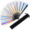 1Pc Bamboo with Oxford Fabric Glitter Powder Folding Fans AJEW-SP0003-77E-1