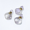 Rhombus Natural Amethyst Perfume Bottle Pendants G-H241-01D-G-01-1