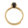 Double Pointed Hexagonal Prism Natural Obsidian Adjustable Rings for Women RJEW-G327-01G-06-3
