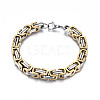 Ion Plating(IP) Two Tone 201 Stainless Steel Byzantine Chain Bracelets BJEW-S057-86A-03-1