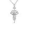 Alloy Hollow Cut Yoga Lotus Flower Pendant Necklaces for Women FS-WG54440-01-1