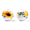 Floral Printed Porcelain Beads PORC-E021-01D-2