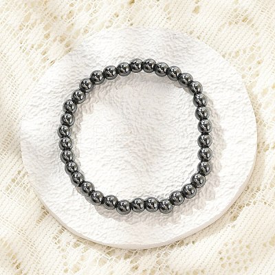 Synthetic Non-magnetic Hematite Beaded Stretch Bracelets BJEW-D446-B-22-1