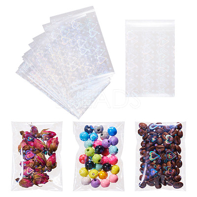 50Pcs Double Face Laser Rectangle PE Cellophane Bags ABAG-TAC0013-14B-1